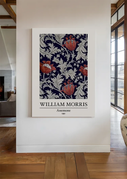 William Morris Anemone Rote Blumen auf Blau Gemälde