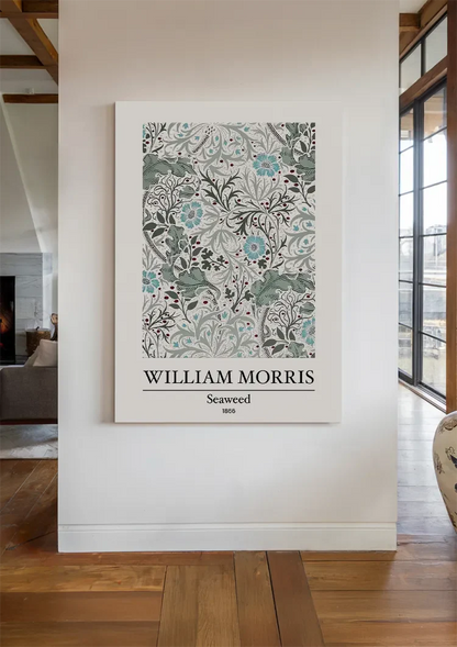 William Morris Seegras Blau Blumen Rote Beeren Weiß Malerei
