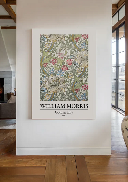 William Morris gouden lelie canvas schilderij aan de muur in de hal