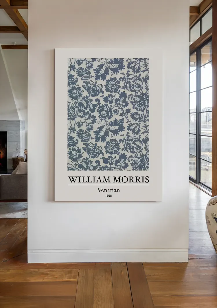 William Morris Venezianisch Blau Weiß Blumenmuster Gemälde