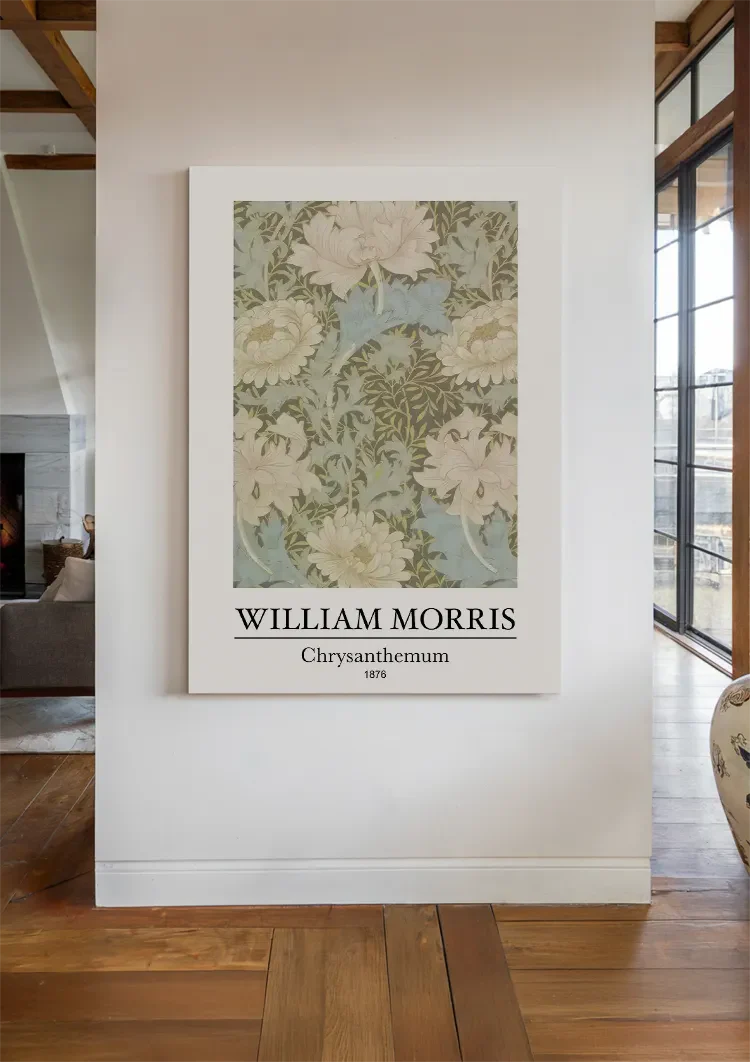 William Morris Chrysanthemum Pastelkleuren Bloemenpatroon Schilderij