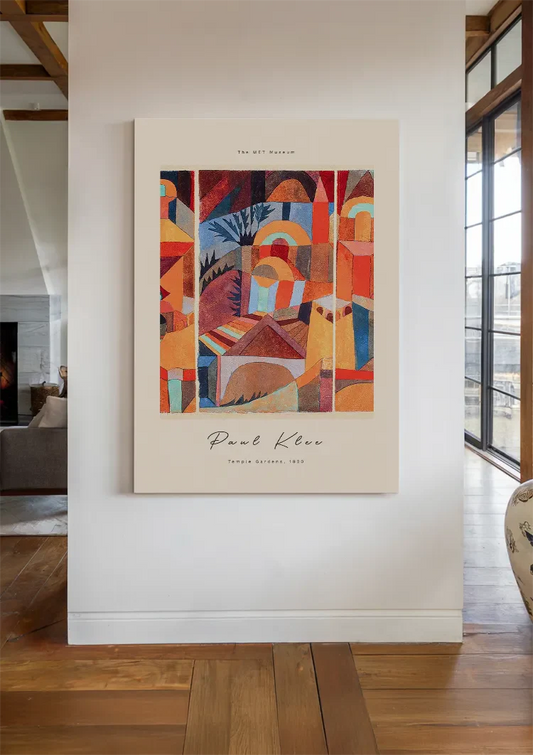 Tempeltuinen van Klee canvas schilderij aan de muur in de hal