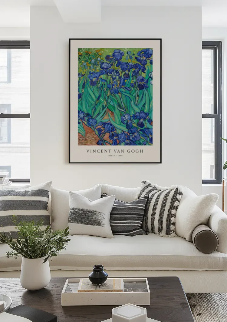 Van Gogh Paarse Irissen Groene Achtergrond Impressionisme Schilderij