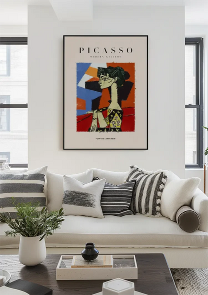 Cubist Female Portrait Colorful Geometric Shapes Modern Painting