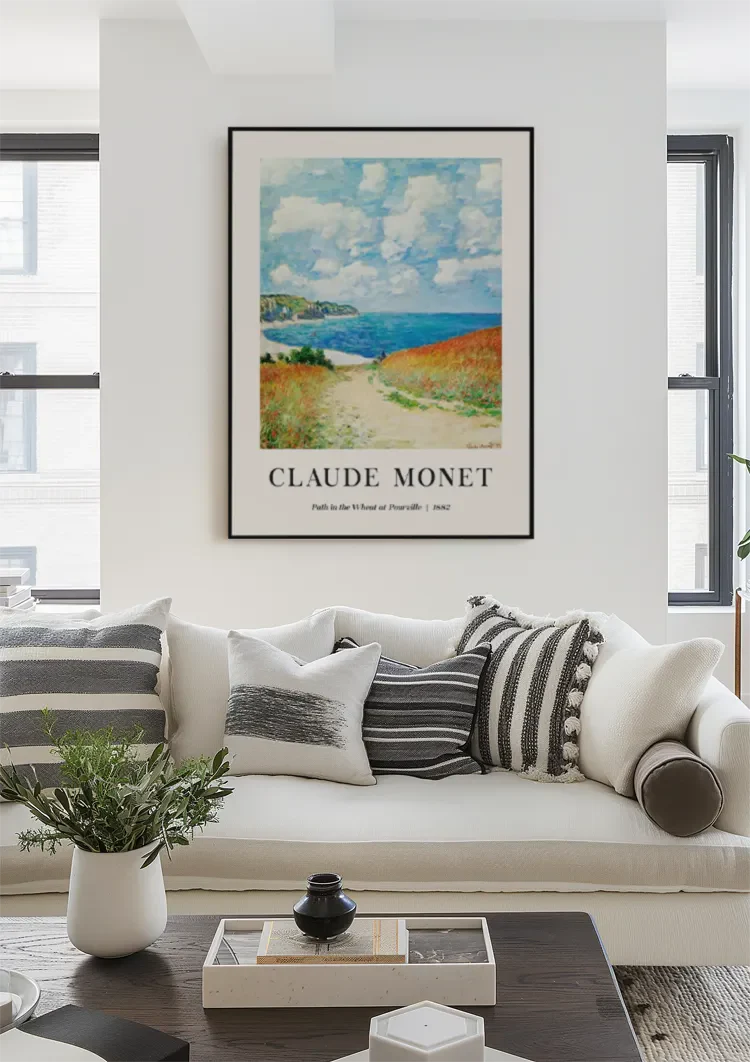 Claude Monet Pad door het Tarweveld bij Pourville Kustlandschap Schilderij