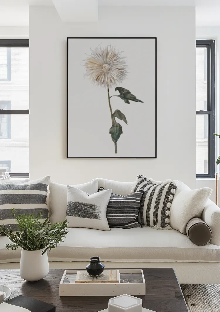 Botanical Watercolor Flower on White Background Painting