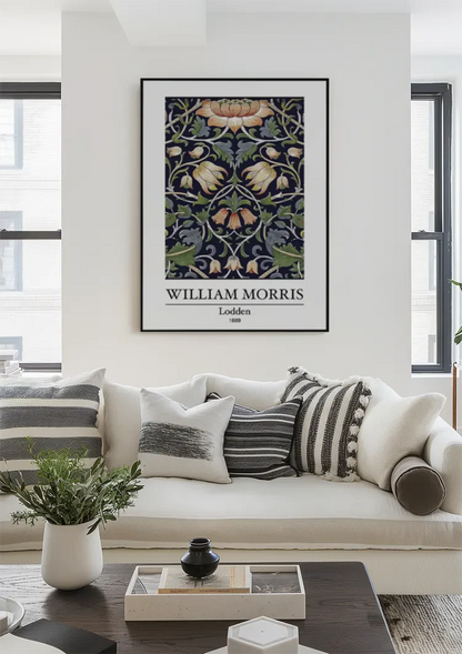 William Morris Lodden Detailliertes Blumenmuster Dunkler Hintergrund Gemälde