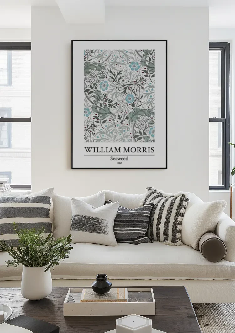 William Morris Seaweed Groen Blauw Botanisch Vloeiend Bloemenpatroon Klassiek Kunst Schilderij