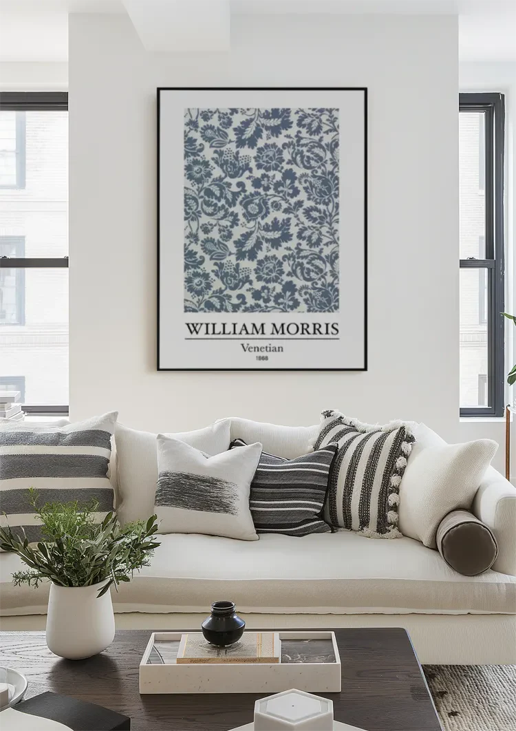 William Morris Venezianisch Blau Weiß Blumenmuster Gemälde