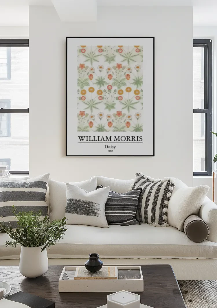 William Morris Daisy Daisies Orange Green White Painting