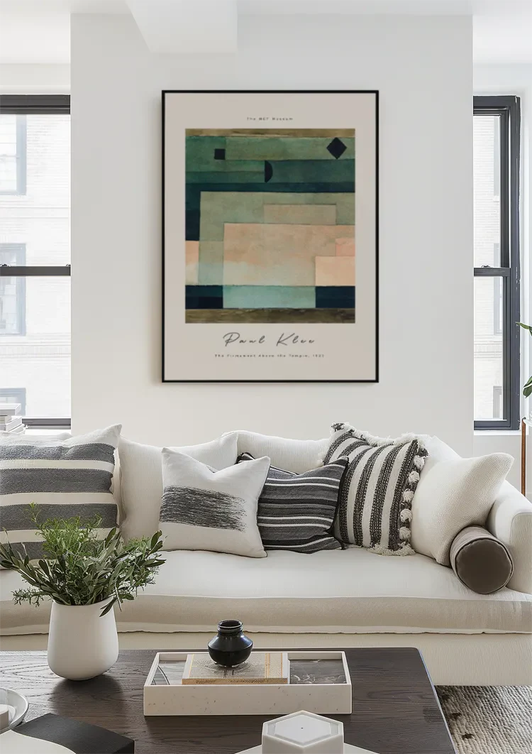 Klee Pfirsichrosa Blöcke Geometrisch Grün Blau Creme Abstraktes Gemälde