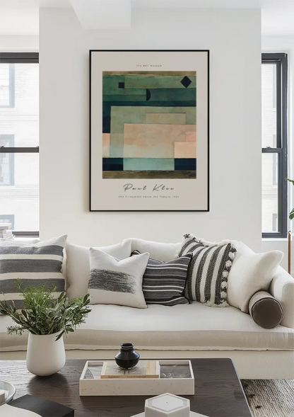 Klee Pfirsichrosa Blöcke Geometrisch Grün Blau Creme Abstraktes Gemälde