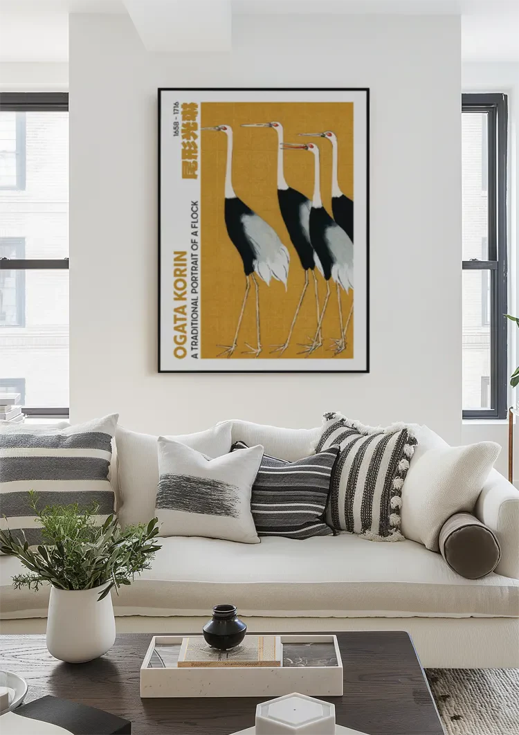 Ogata Korin Kraniche Gruppe Gold Japanische Kunst Malerei