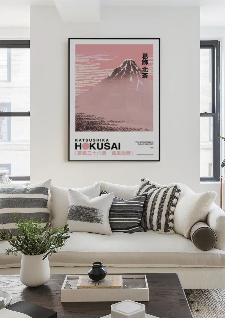 Katsushika Hokusai Fuji Bergen Helder Weer Roze Japanse Kunst Schilderij