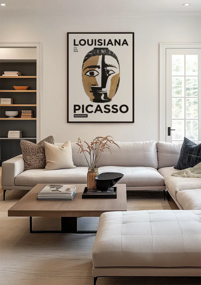 Picasso Louisiana Museum Tentoonstelling Poster Zwart Goud Gezicht Schilderij