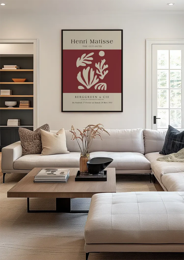 H. Matisse Abstracte Bladvormen Wit Rood Berggruen Galerie Poster Schilderij