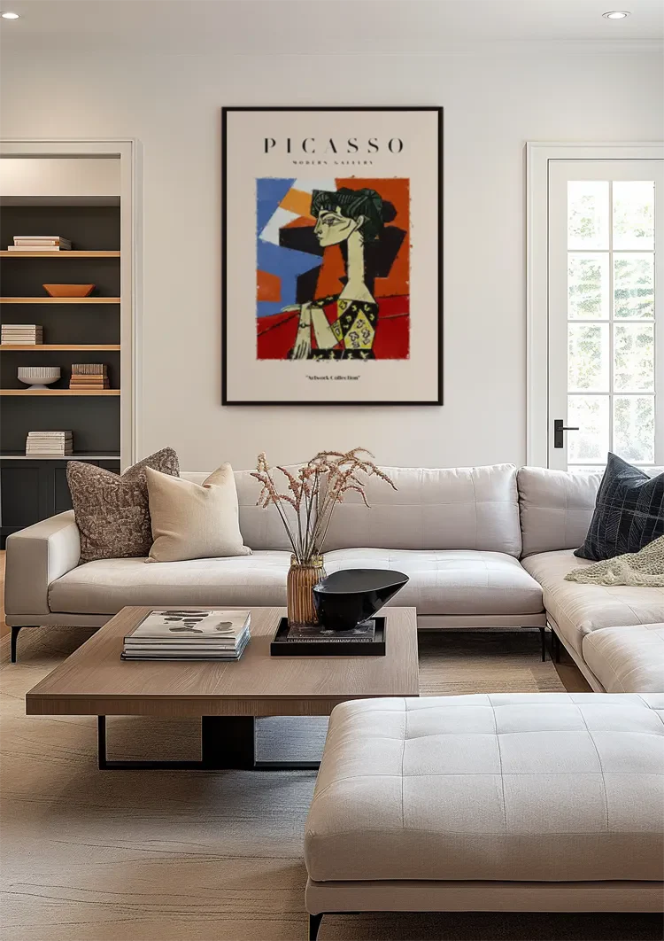 Cubist Female Portrait Colorful Geometric Shapes Modern Painting