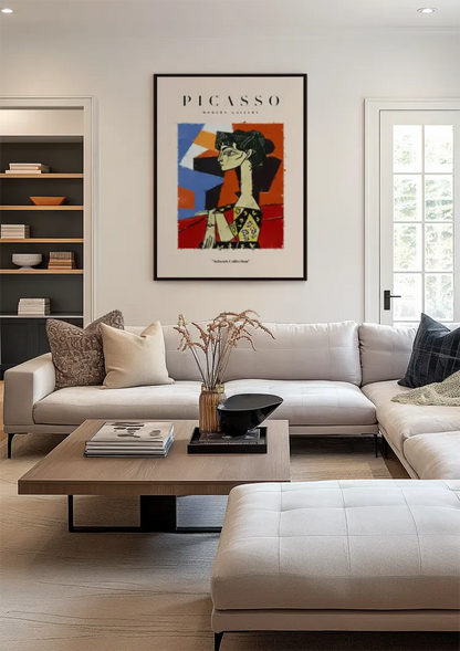 Cubist Female Portrait Colorful Geometric Shapes Modern Painting