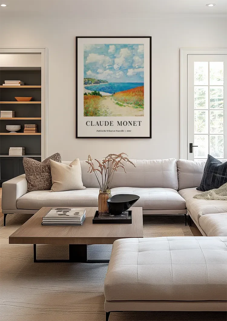Claude Monet Pad door het Tarweveld bij Pourville Kustlandschap Schilderij