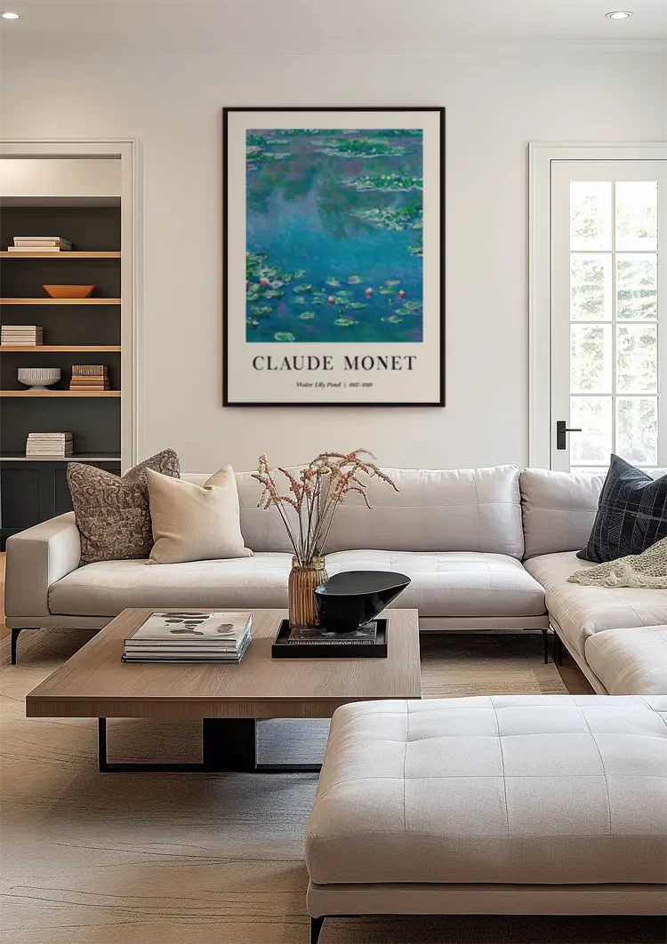 Claude Monet Waterlelievijver Blauwgroene Wateroppervlakte Impressionistisch Schilderij