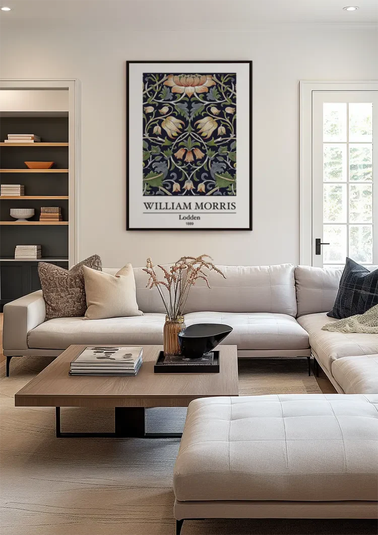 William Morris Lodden Detailliertes Blumenmuster Dunkler Hintergrund Gemälde