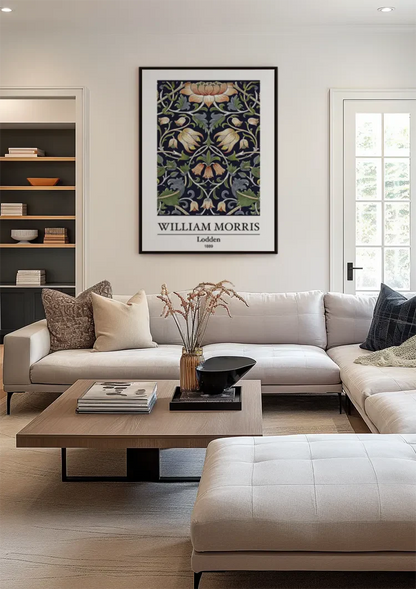 William Morris Lodden Detailliertes Blumenmuster Dunkler Hintergrund Gemälde