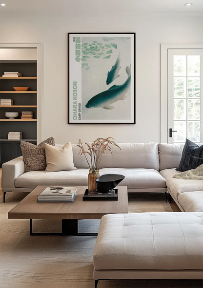 Ohara Koson Carp Koi Lotus Leaves Japanese Art Painting