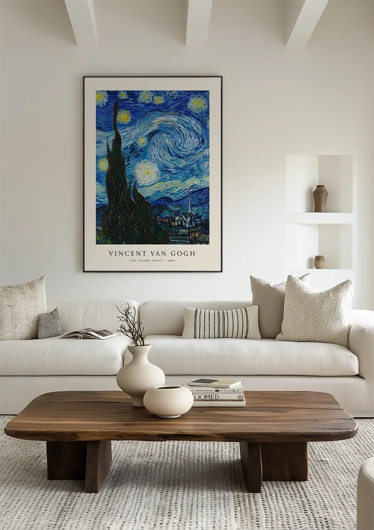 Van Gogh Sternennacht Nachthimmel Blaue Wirbel Malerei