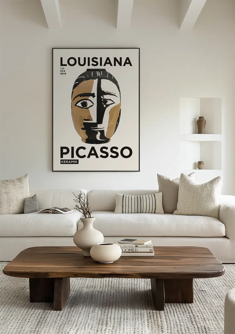Picasso Louisiana Museum Tentoonstelling Poster Zwart Goud Gezicht Schilderij