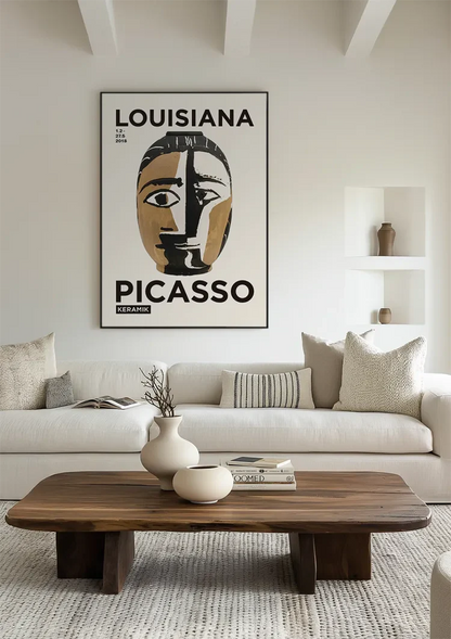 Picasso Louisiana Museum Tentoonstelling Poster Zwart Goud Gezicht Schilderij