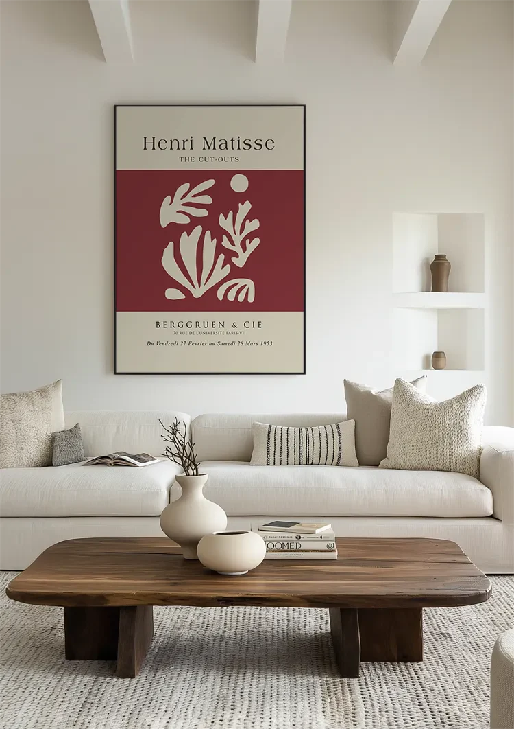 H. Matisse Abstracte Bladvormen Wit Rood Berggruen Galerie Poster Schilderij
