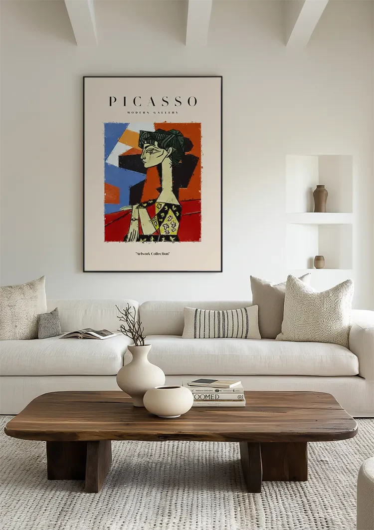 Cubist Female Portrait Colorful Geometric Shapes Modern Painting