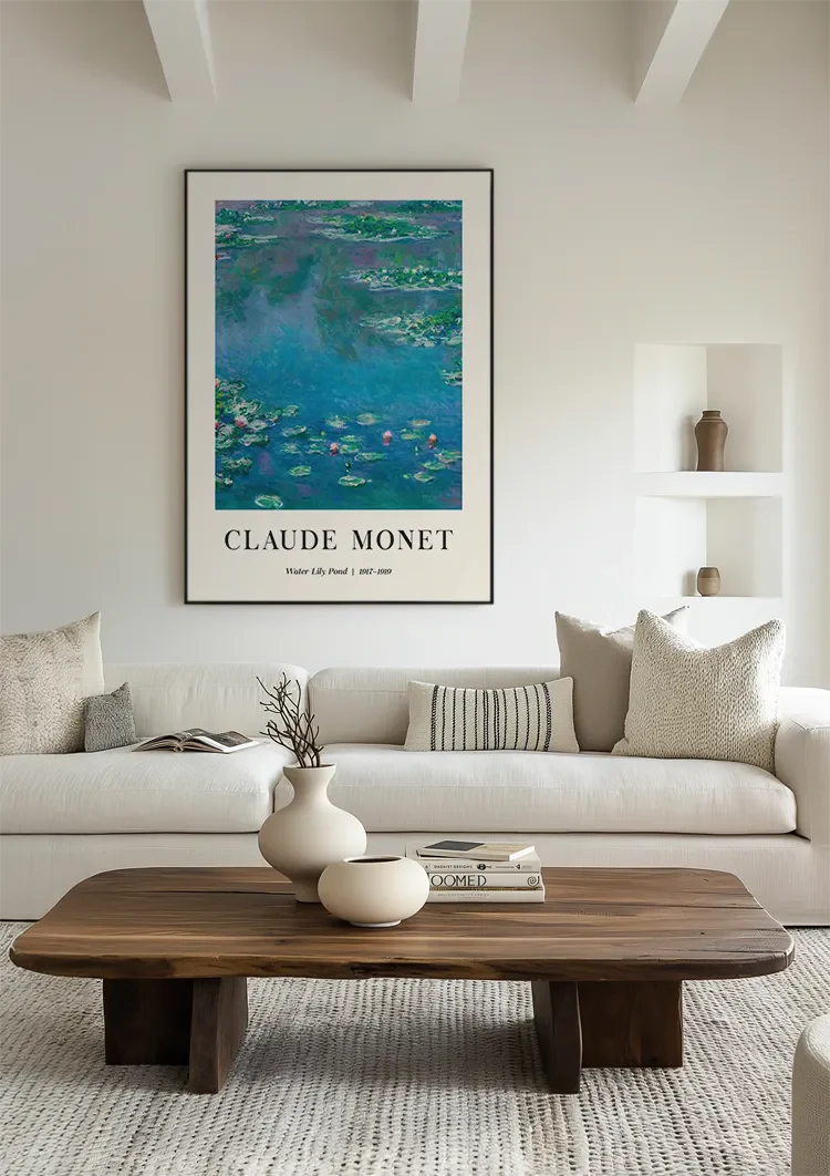 Claude Monet Waterlelievijver Blauwgroene Wateroppervlakte Impressionistisch Schilderij