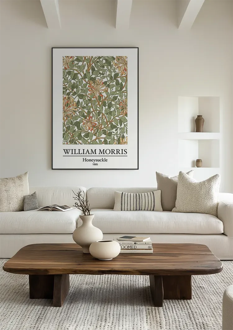 William Morris Geißblatt Botanisches Muster Grüne Blätter Gemälde