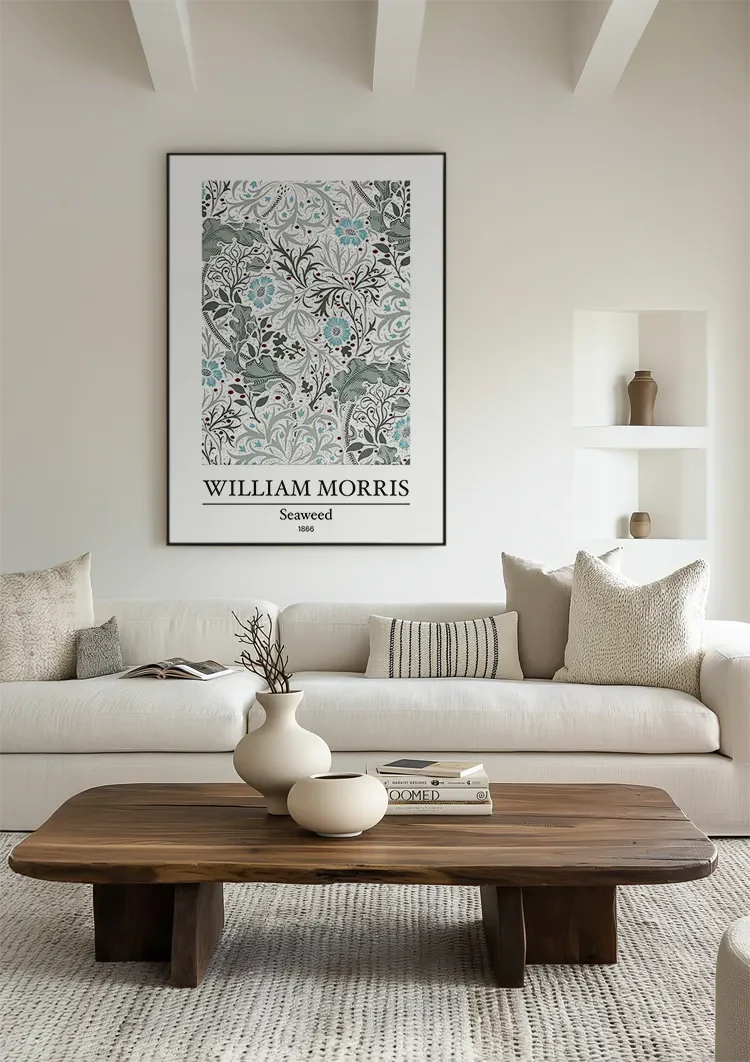 William Morris Seaweed Groen Blauw Botanisch Vloeiend Bloemenpatroon Klassiek Kunst Schilderij