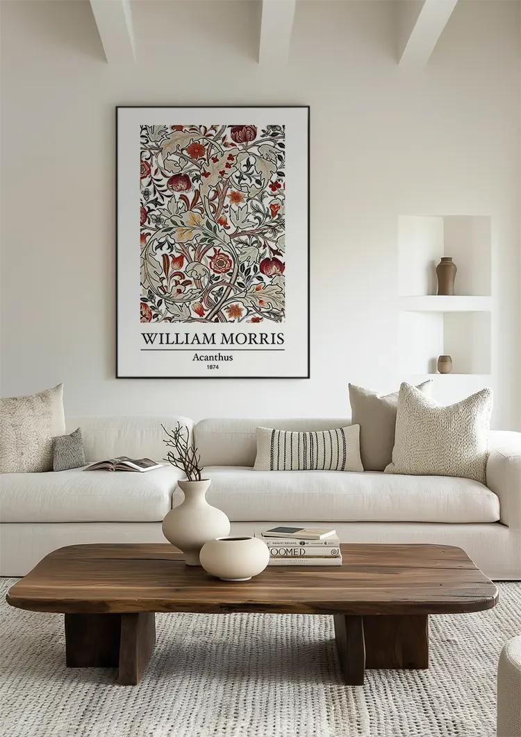 William Morris Acanthus Bladeren Terracotta Rood Botanisch Klassiek Kunst Schilderij