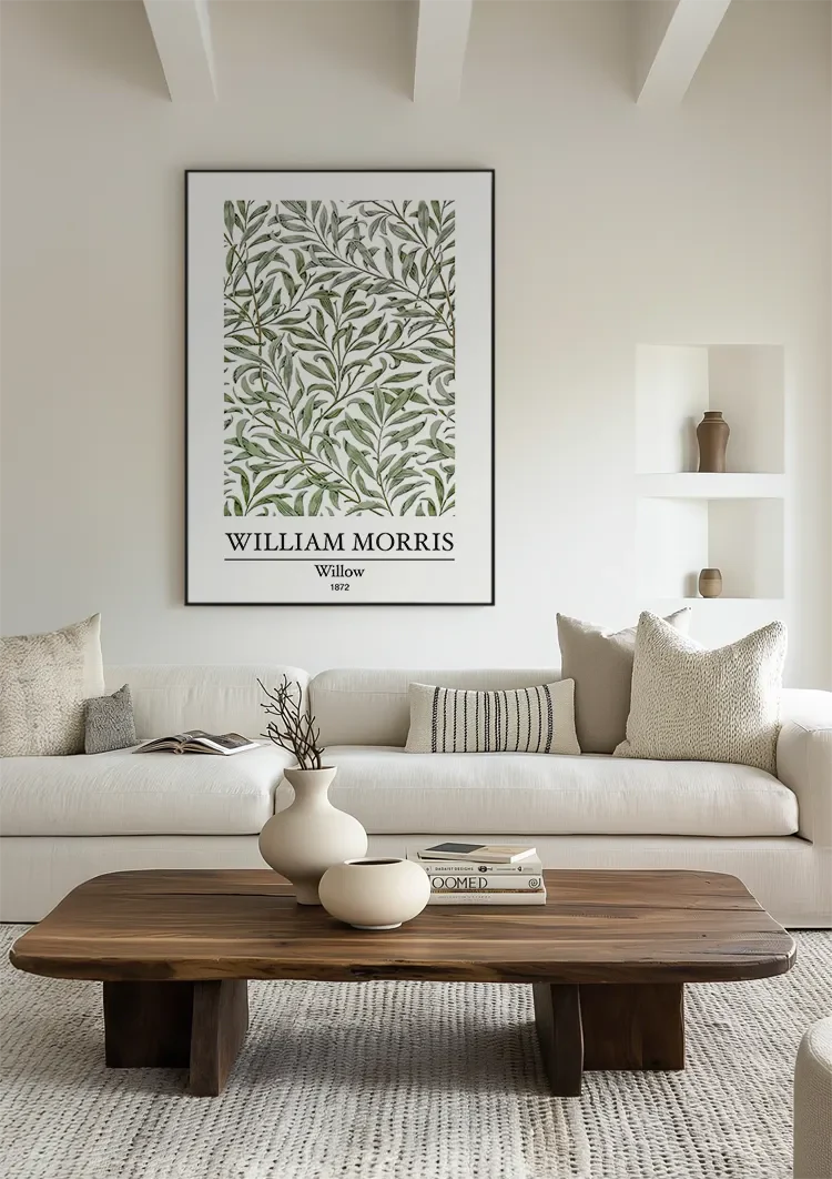 William Morris Weiden Grüne Zweige Blätter Weißes Gemälde