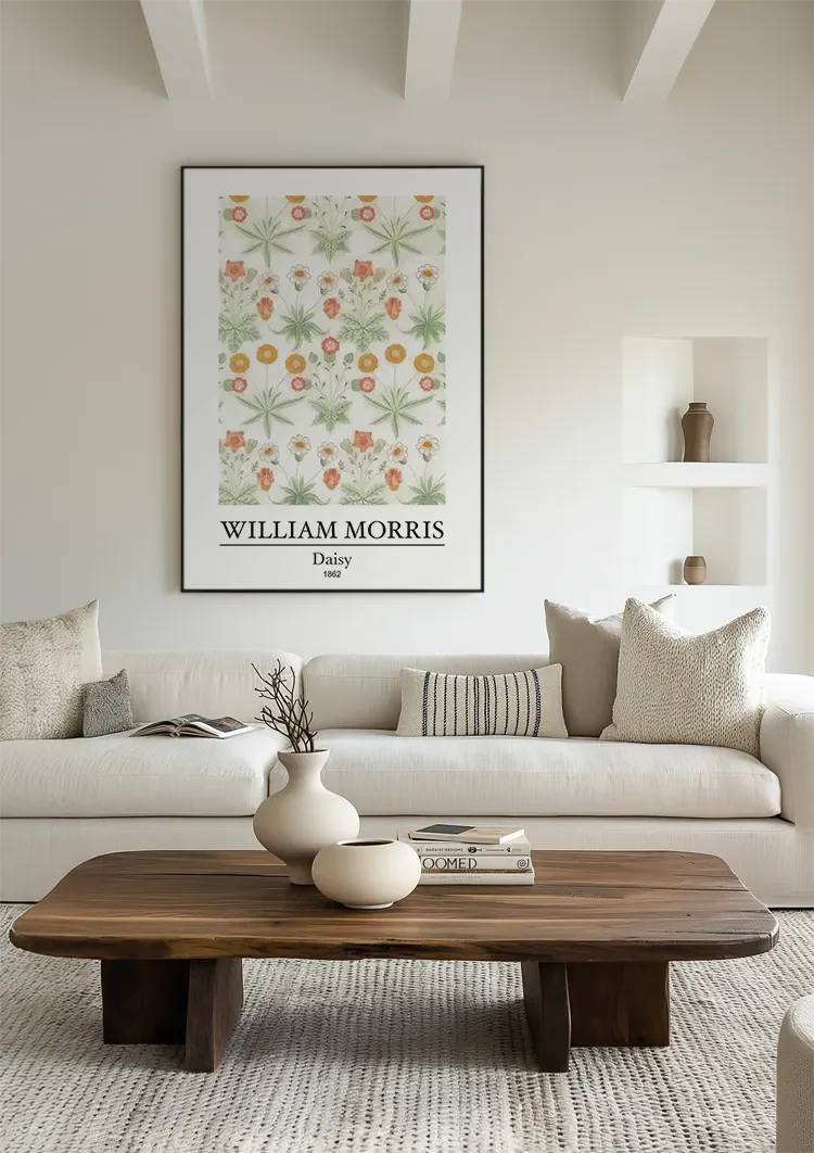 William Morris Daisy Daisies Orange Green White Painting