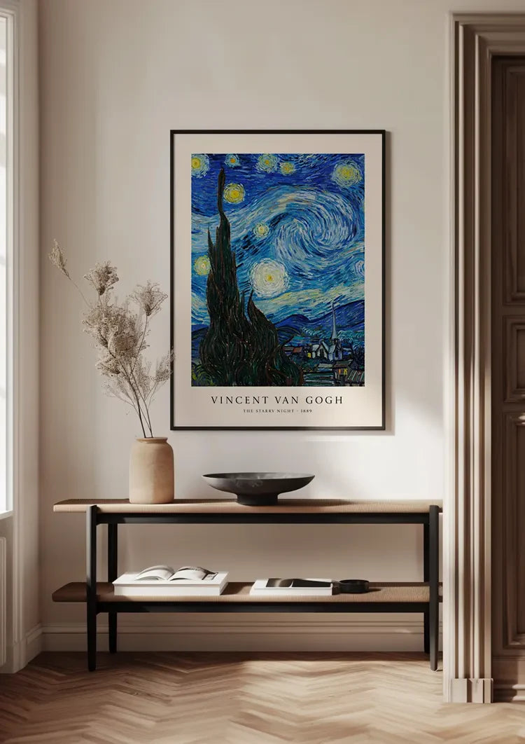Van Gogh Sternennacht Nachthimmel Blaue Wirbel Malerei