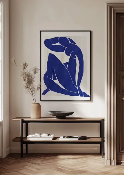 Blue Female Silhouette White Background Abstract Painting