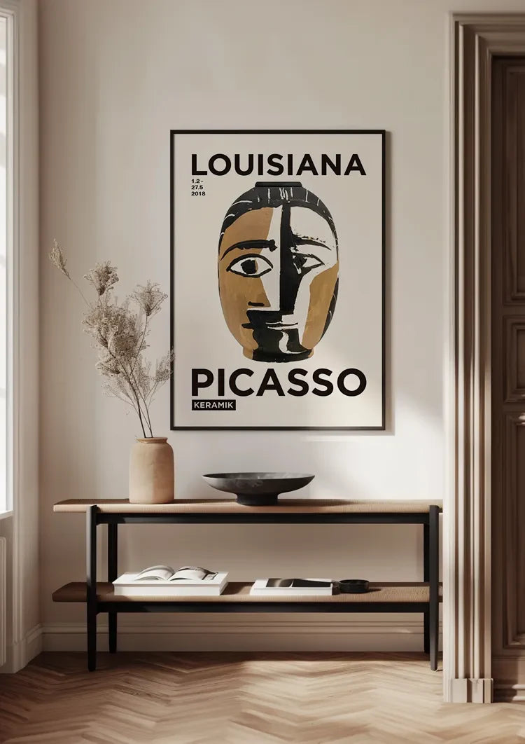 Picasso Louisiana Museum Tentoonstelling Poster Zwart Goud Gezicht Schilderij