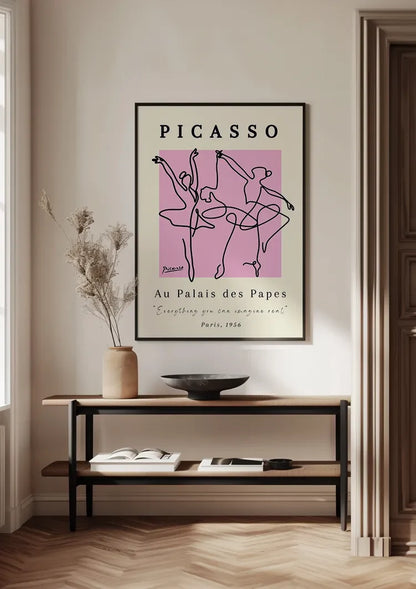 Picasso Au Palais des Papes Balletdansers Lijnwerk Roze Poster Schilderij