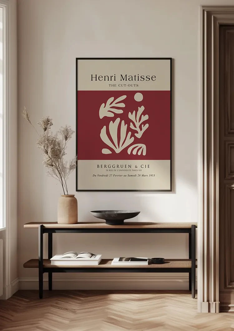 H. Matisse Abstracte Bladvormen Wit Rood Berggruen Galerie Poster Schilderij