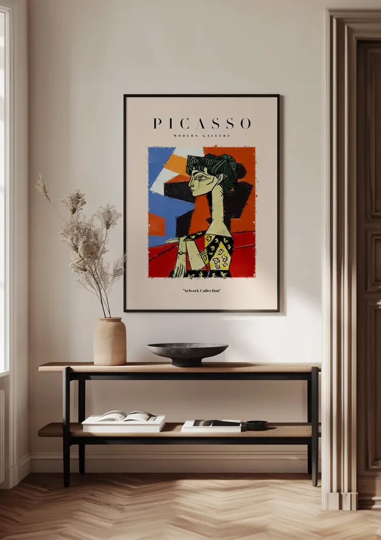 Cubist Female Portrait Colorful Geometric Shapes Modern Painting