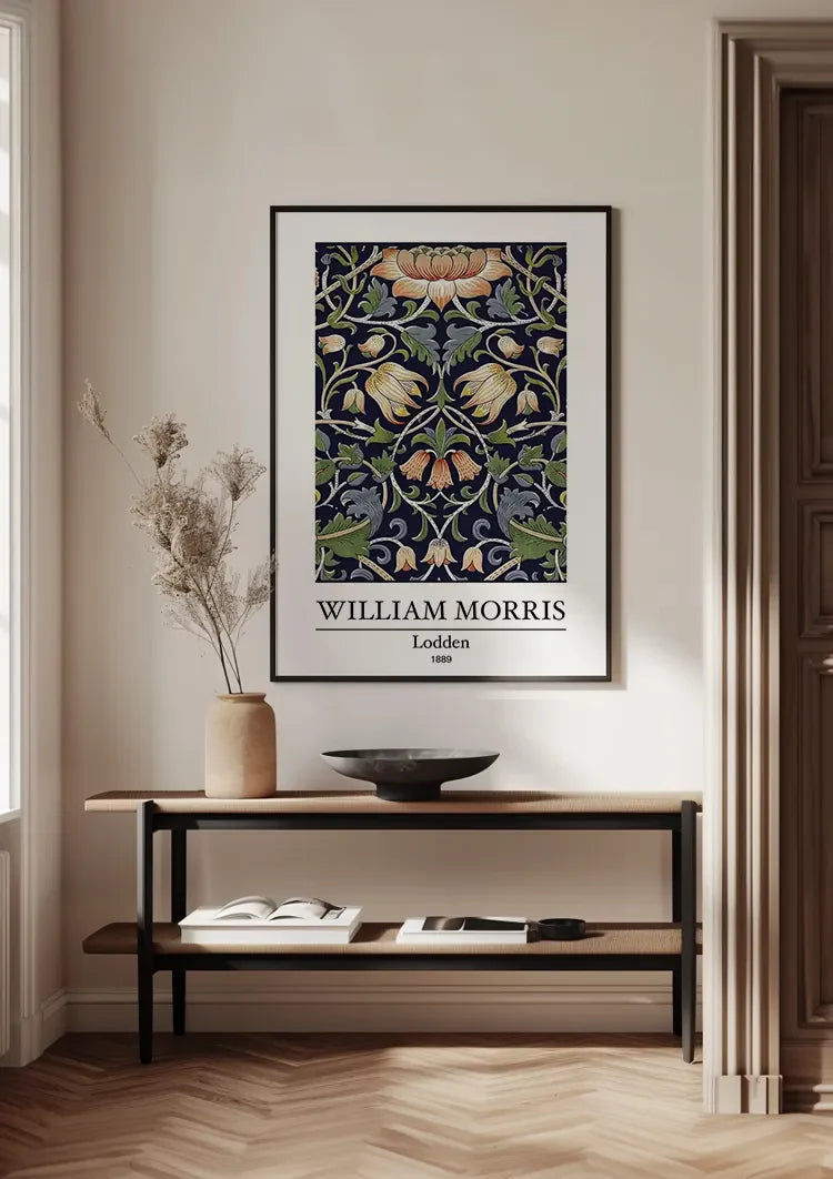 William Morris Lodden Detailliertes Blumenmuster Dunkler Hintergrund Gemälde