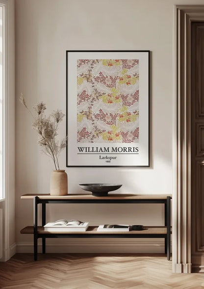 William Morris Larkspur Rode Roze Bloemen Patroon Schilderij