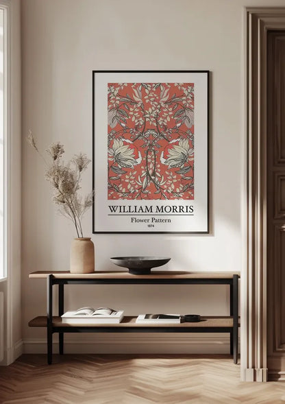 William Morris Blumenmuster Rot Grün Symmetrisches Gemälde