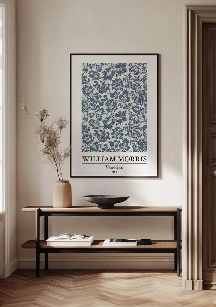 William Morris Venezianisch Blau Weiß Blumenmuster Gemälde