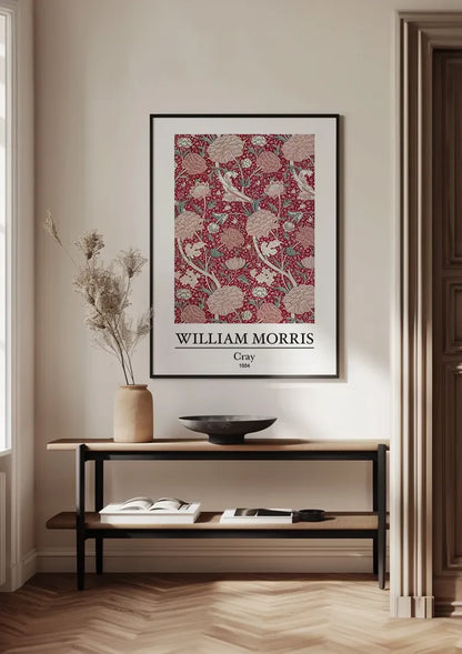 William Morris Cray Rosa Beige Blumen auf Rot Gemälde