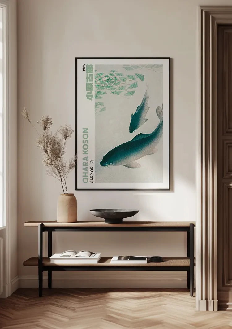 Ohara Koson Carp Koi Lotus Leaves Japanese Art Painting